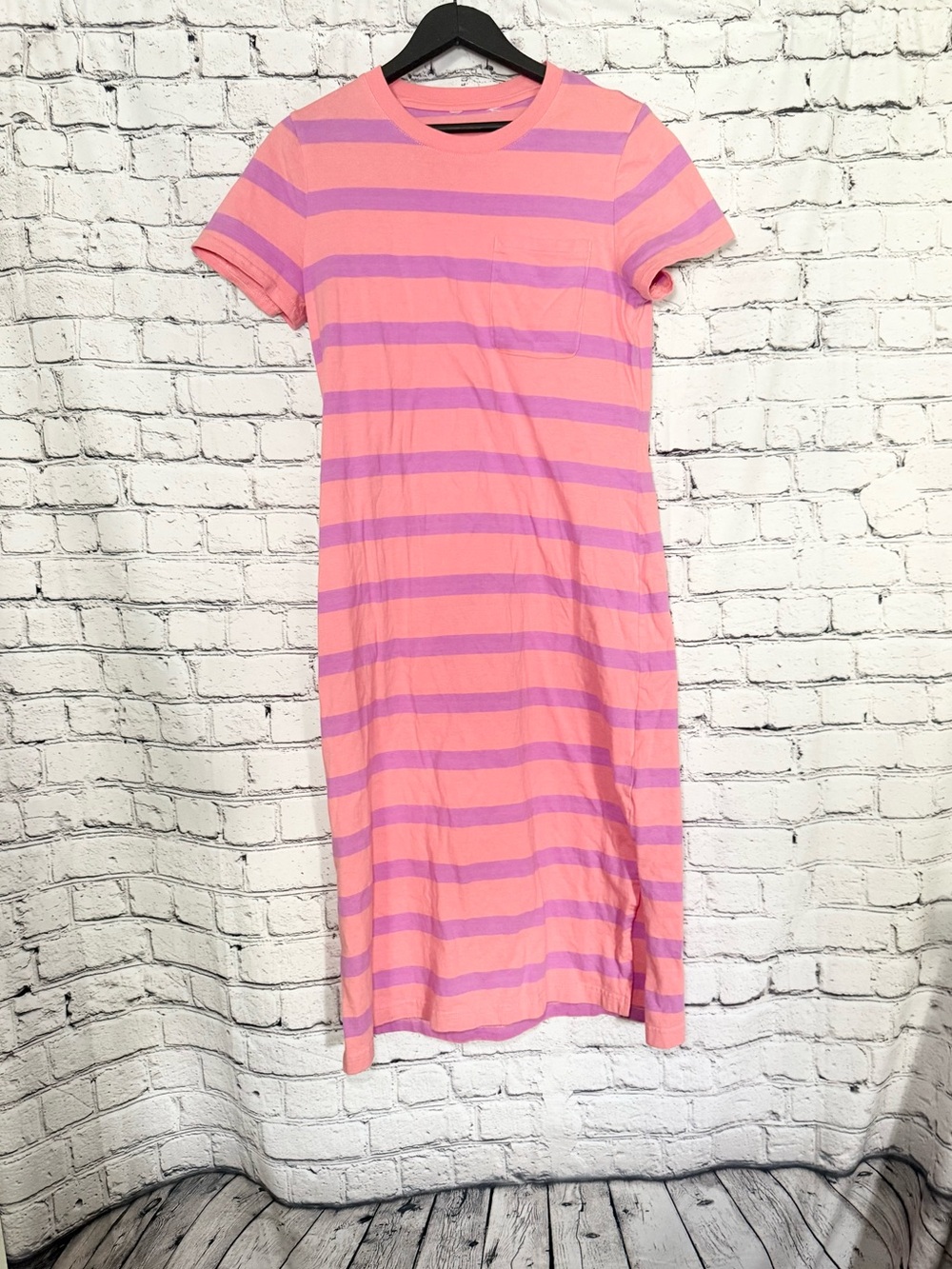 Striped Pink & Lavender Tee Dress. Size L